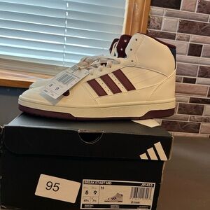 Adidas Men's Off-White and Burgundy Sneakers